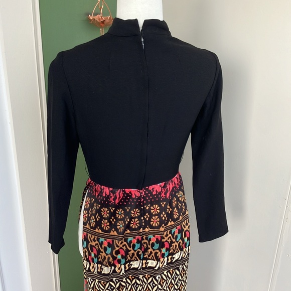 Vintage 60s 70s High Slit Geometric Print Dress - Picture 7 of 11